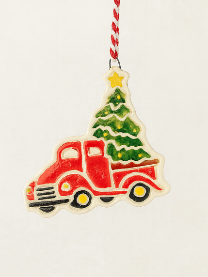 Игрушка на ёлку «Машинка», керамика, фото 1.