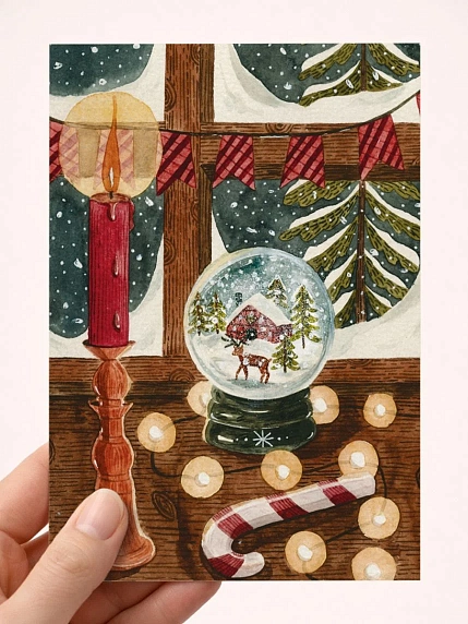 Открытка DARI DARI на Новый год «Снежный шар», А6, фото 1.