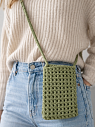 Сумка для телефона вязаная, зелёная, превью фото 2