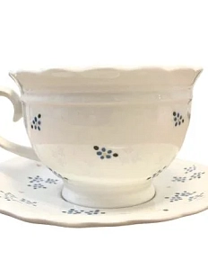 Чайная пара ручной работы Slowday Ceramics в голубой цветочек «Винтаж», полуфарфор, 250 мл