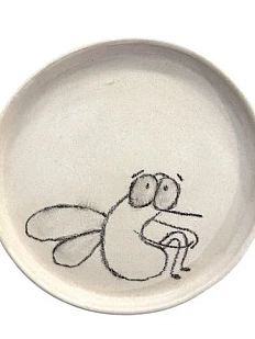 Тарелка ручной работы «Муха», керамика, 15 см