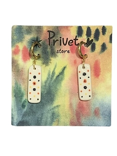 Серьги-конго Звер ручной работы «Цветочки», разноцветный, керамика