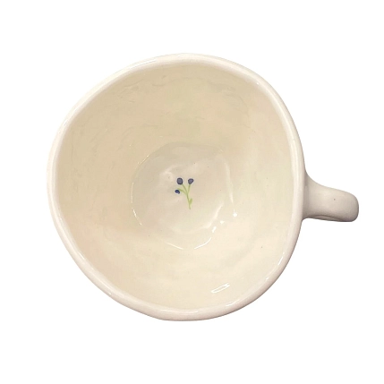 Чашка для чая ручной работы цветочкм синие, керамика, 250 мл, фото 3.