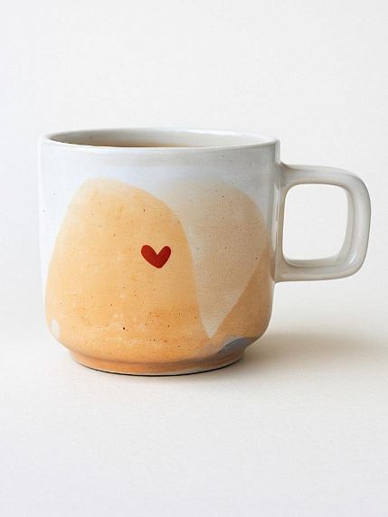 Кружка ручной работы с фигуркой «Лошадка», оранжево-голубая, полуфарфор, 250 мл, фото 2.