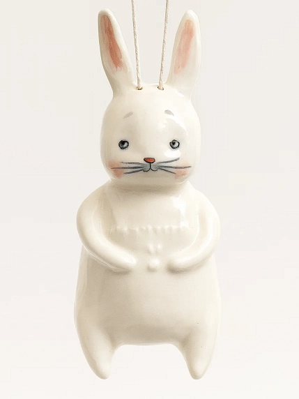 Ёлочная игрушка Ким керамика «Зайчик», 12 см, фарфор, фото 2.
