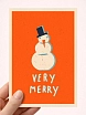 Открытка DARI DARI ретро со снеговиком на Новый год «Very Merry», А6, превью фото 1