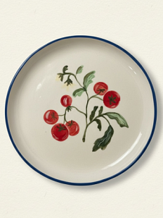 Тарелка ручной работы Йеллоускуп «Помидоры на ветке», керамика, 15 см