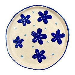 Тарелка ручной работы с росписью Синие цветы, керамика, 14,5 см