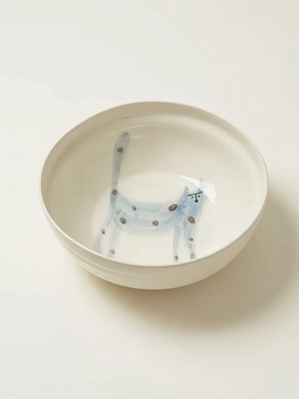 Тарелка ручной работы Донышко-горлышко «Кот Краш Сизый», белая, керамика, фото 2.