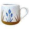 Кружка ручной работы Синие цветы, бежевая, керамика 300 мл, превью фото 2