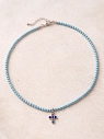 Чокер Мигетт с подвеской «Крестик», голубой циркон, превью фото 2