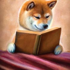 Открытка «Сиба-ину с книжкой»