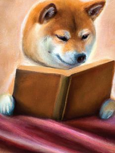 Открытка «Сиба-ину с книжкой»