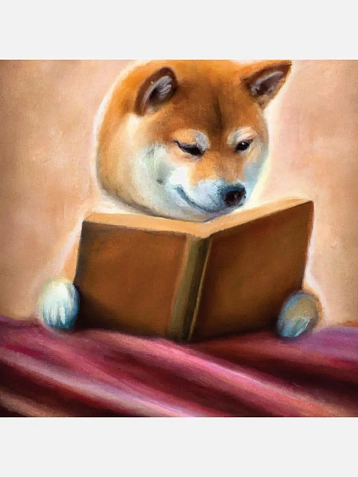 Открытка «Сиба-ину с книжкой», фото 1.