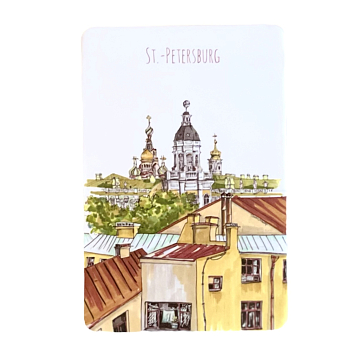 Магнит Elizabeth Madar «Над крышами Санкт-Петербурга», желтый, фото 1.