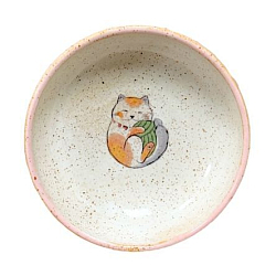 Пиала ручной работы «Котик с клубочком», розовая, керамика, 9 см