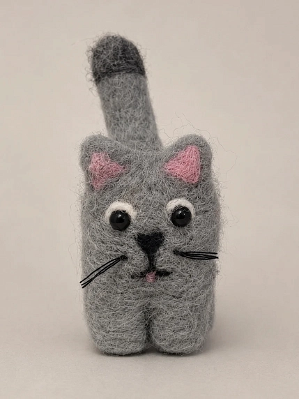 Валяная игрушка Северяшка «Серый кот», шерсть, фото 2.
