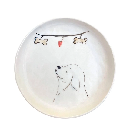 Тарелка ручной работы НАДО ЖЕ Собачка с косточками , керамика, 13-14 см, фото 1.