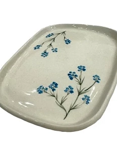 Блюдце ручной работы Верба керамика «Незабудки», квадратное, керамика, 18,5 см