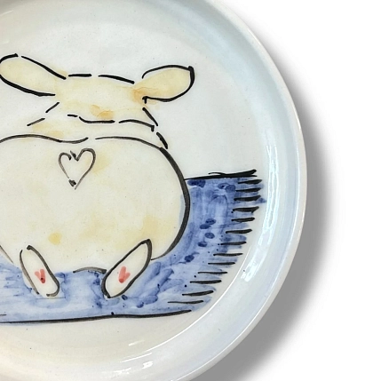 Тарелка ручной работы НАДО ЖЕ с бортиком Попа корги, керамика, 13-14 см, фото 2.