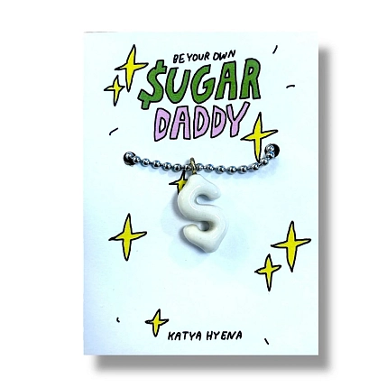 Подвеска Катя Гиена на цепочке ручной работы «Sugar Daddy», белый, керамика, фото 1.