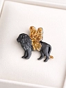 Брошь ручной работы Фарфор Булыгина «Лев», чёрно-золотистая, превью фото 4