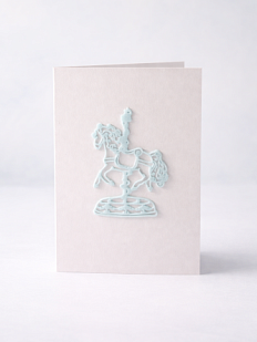 Открывающаяся открытка DARI DARI «Лошадка» с фигурным элементом, голубая