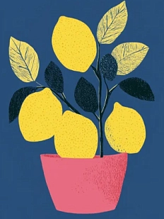 Постер интерьерный DARI DARI «Лимонное дерево в розовом горшке», А3