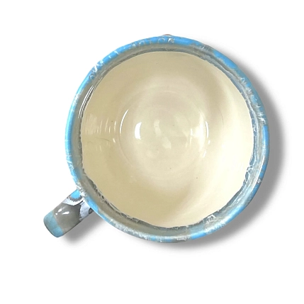 Кружка ручной работы Тата вытворяет/NF ceramics «Как говорит мой психолог..», серо-голубая, 450 мл, фото 5.