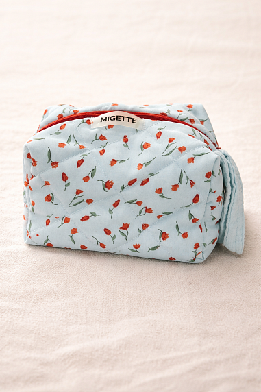 Косметичка ручной работы Migette, размер S, голубая с цветами, фото 4.