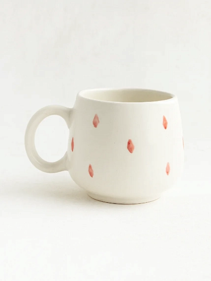 Кружка ручной работы Ким керамика с росписью Лягушка в жабо с коричневыми ромбиками, фарфор, 350 мл, фото 2.