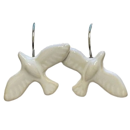 Серьги «Белые пташки», фаянсовая глина, фото 1.