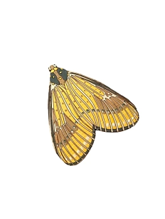 Брошь ручной работы «Моль», жёлтая, дерево