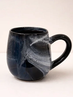 Кружка ручной работы с разводами Кафель «Исландия», чёрно-синяя, керамика, 500 мл