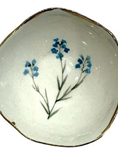 Пиала с золотистым краем ручной работы Верба керамика «Незабудки», керамика, 9 см