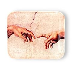 Брошь ручной работы «Микеланджело. Сотворение Адама», дерево