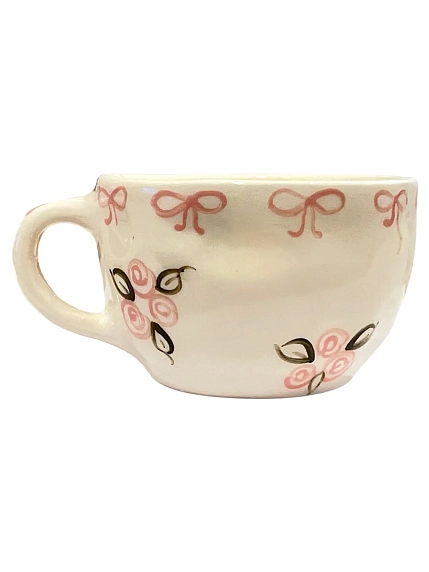 Кружка ручной работы Татко керамика «Розы и бантики», керамика, 300 мл, фото 2.