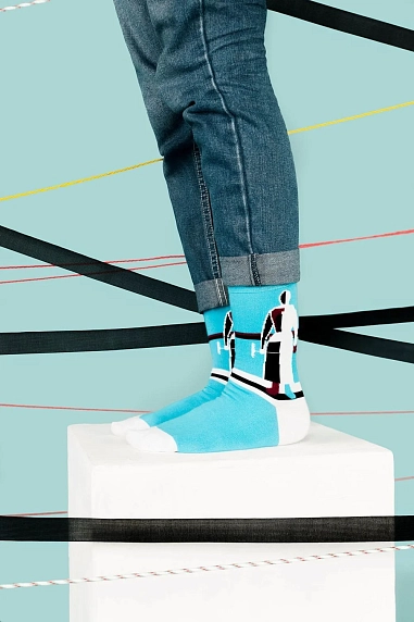 Носки «Женщина с граблями», р-р 42-46, голубые, фото 2.