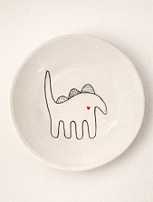 Тарелка ручной работы Мария Гордеева Динозаврик, белая, полуфарфор, 17 см