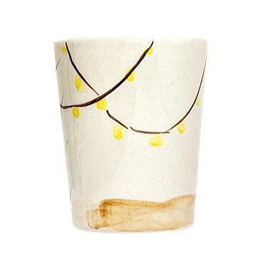 Шот ручной работы с росписью Серый котик с гирляндой, керамика, белый, 100 мл, фото 3.