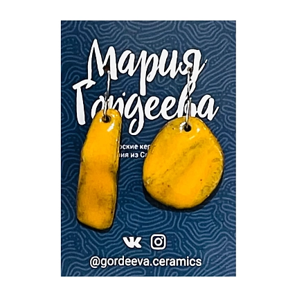 Составные серьги Мария Гордеева, керамика, оранжевые, фото 1.