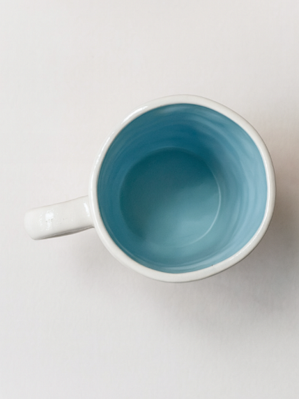 Кружка ручной работы с росписью Зайка с голубыми цветами, фарфор, 350 мл, фото 3.