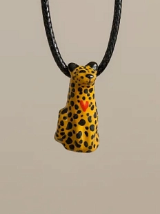 Подвеска ручной работы Боттери керамика «‎Леопард сидящий»‎, керамика