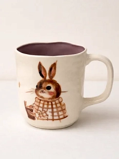 Кружка ручной работы Ким керамика с росписью Зайка с книжкой, фарфор, 350 мл