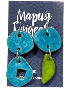 Серьги Мария Гордеева асимметричные составные, керамика, бирюзово-зелёные
