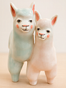 Статуэтка керамическая ручной работы «Ламы», розово-голубая, превью фото 4