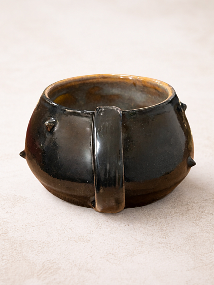 Кружка ручной работы гладкая с шипами, чёрная, керамика, 250 мл, фото 3.