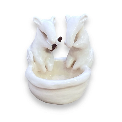 Подсвечник ручной работы Алиса Меренфельд с муравьедами, керамика, фото 1.