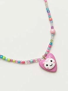 Чокер ручной работы Радость Рядом с сердечком «Котик», полимерная глина, бисер