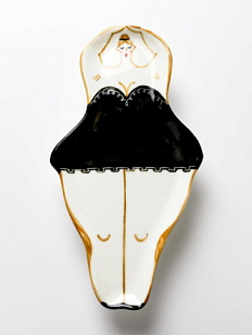 Фигурная тарелка ручной работы «Прима Балерина», полуфарфор, 24 см